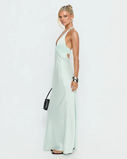 Women's Floral Halter Summer Wedding Guest Maxi Dress