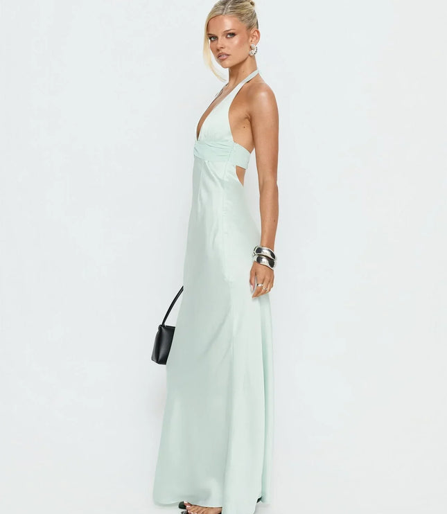 Women's Floral Halter Summer Wedding Guest Maxi Dress