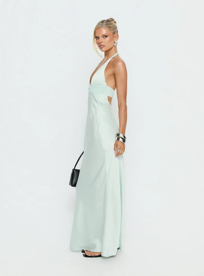 Women's Floral Halter Summer Wedding Guest Maxi Dress