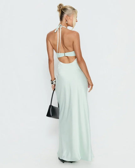 Women's Floral Halter Summer Wedding Guest Maxi Dress