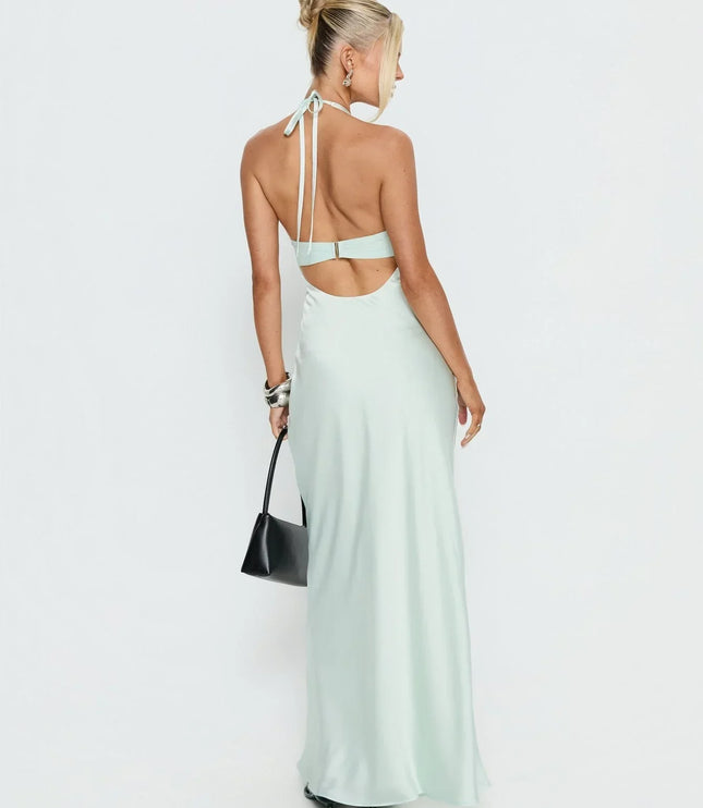 Women's Floral Halter Summer Wedding Guest Maxi Dress