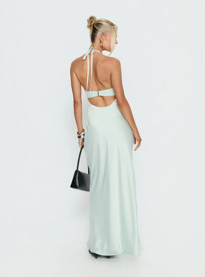 Women's Floral Halter Summer Wedding Guest Maxi Dress