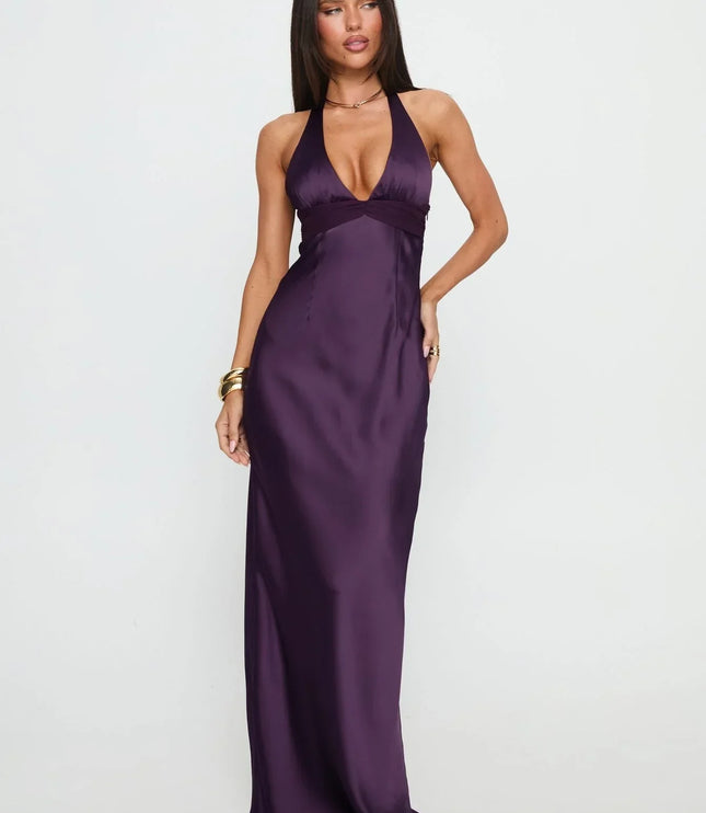 Women's Floral Halter Summer Wedding Guest Maxi Dress