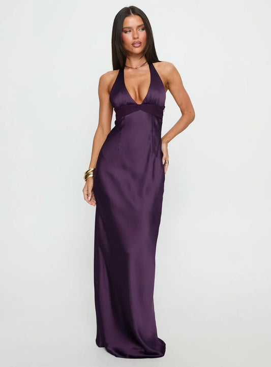 Women's Floral Halter Summer Wedding Guest Maxi Dress