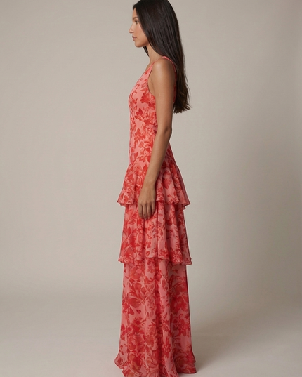 Women's Floral Halterneck V-Neck Summer Wedding Maxi Dress