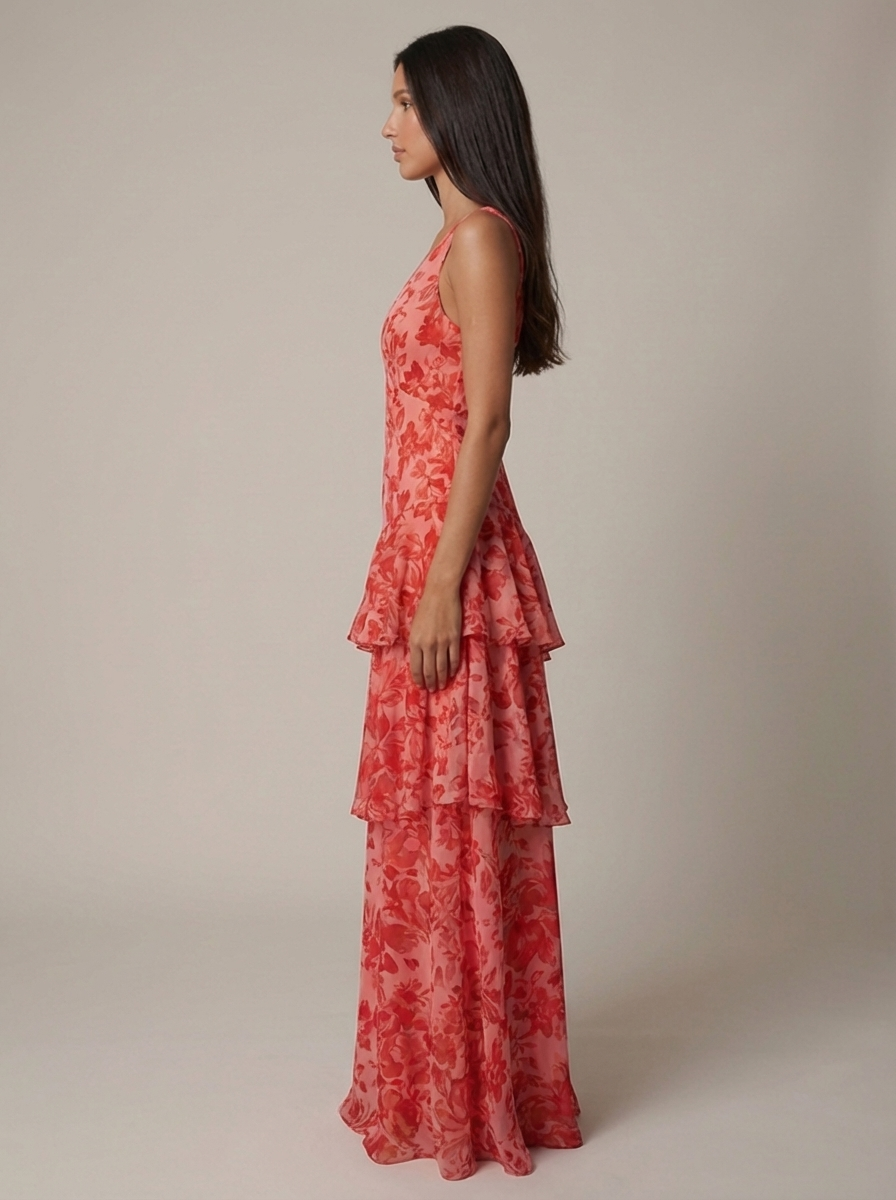 Women's Floral Halterneck V-Neck Summer Wedding Maxi Dress