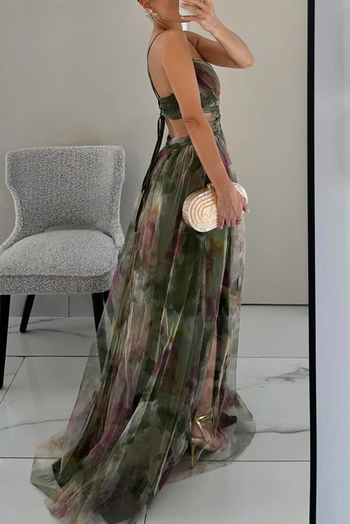 Women's Floral Pleated Wrap Front Summer Maxi Dress