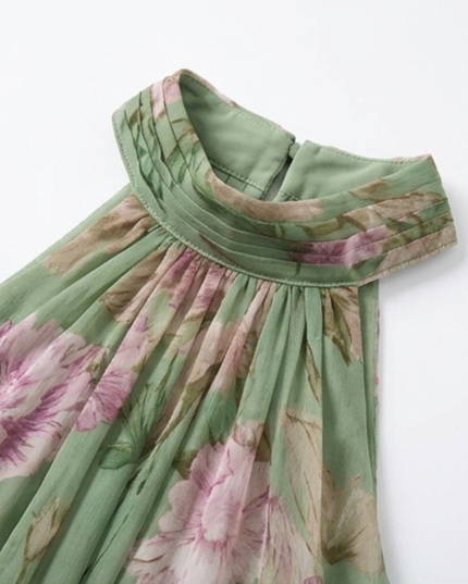 Women's Floral Print Halter Neck Summer Maxi Dress