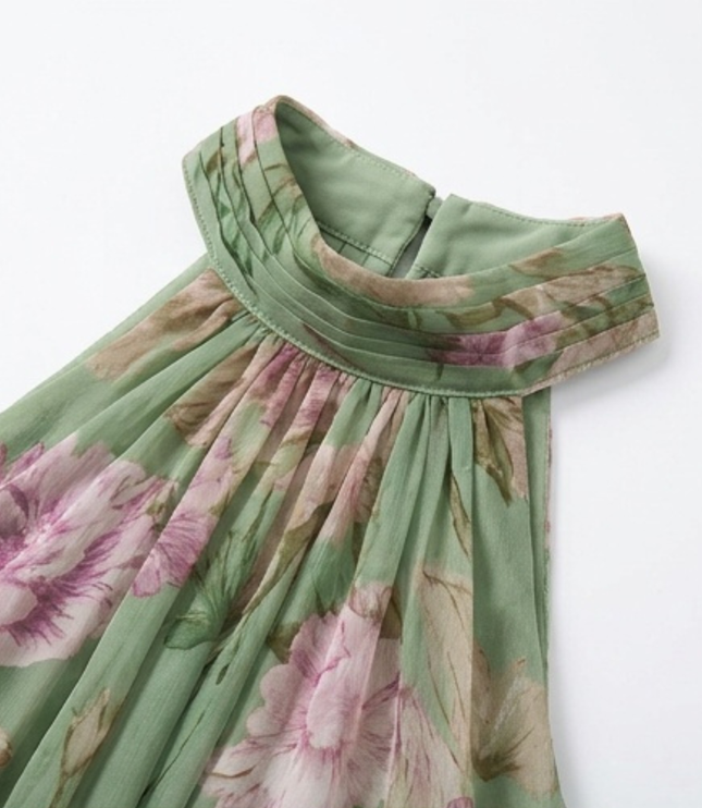 Women's Floral Print Halter Neck Summer Maxi Dress