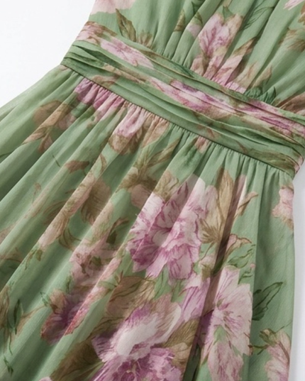 Women's Floral Print Halter Neck Summer Maxi Dress