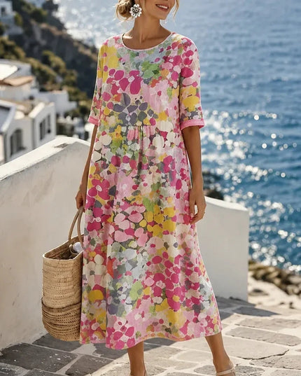 Women's Floral Print Relaxed Summer Midi Dress