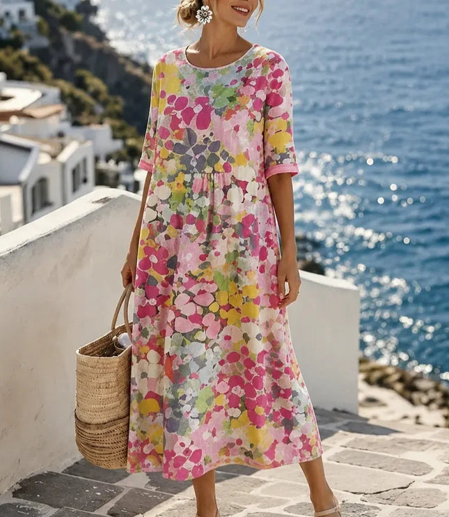 Women's Floral Print Relaxed Summer Midi Dress