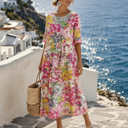 Women's Floral Print Relaxed Summer Midi Dress
