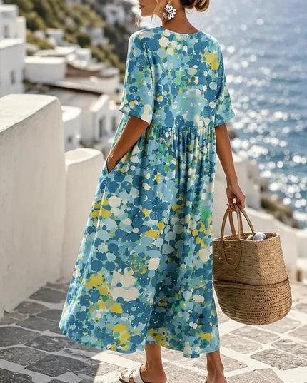 Women's Floral Print Relaxed Summer Midi Dress