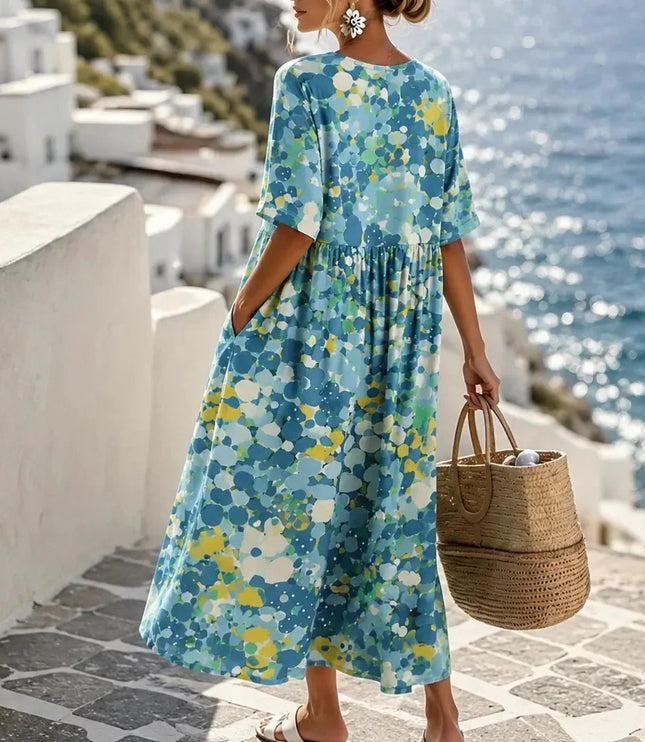 Women's Floral Print Relaxed Summer Midi Dress