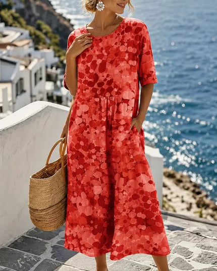 Women's Floral Print Relaxed Summer Midi Dress