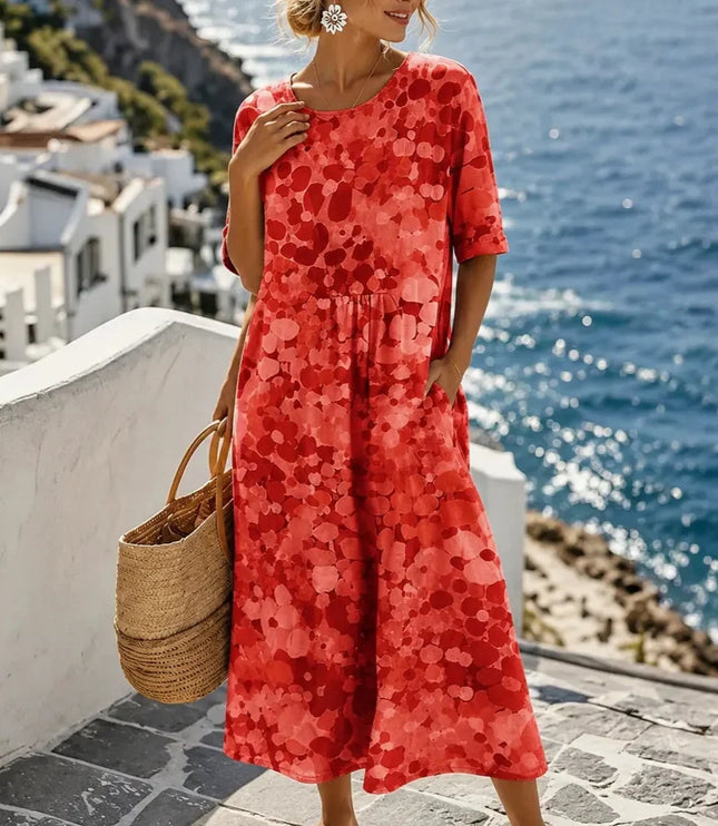 Women's Floral Print Relaxed Summer Midi Dress