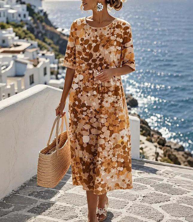 Women's Floral Print Relaxed Summer Midi Dress
