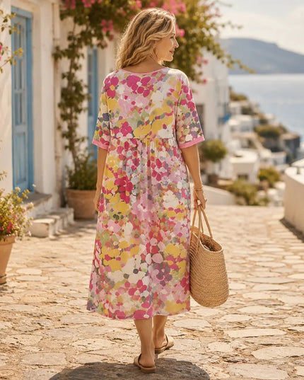 Women's Floral Print Relaxed Summer Midi Dress
