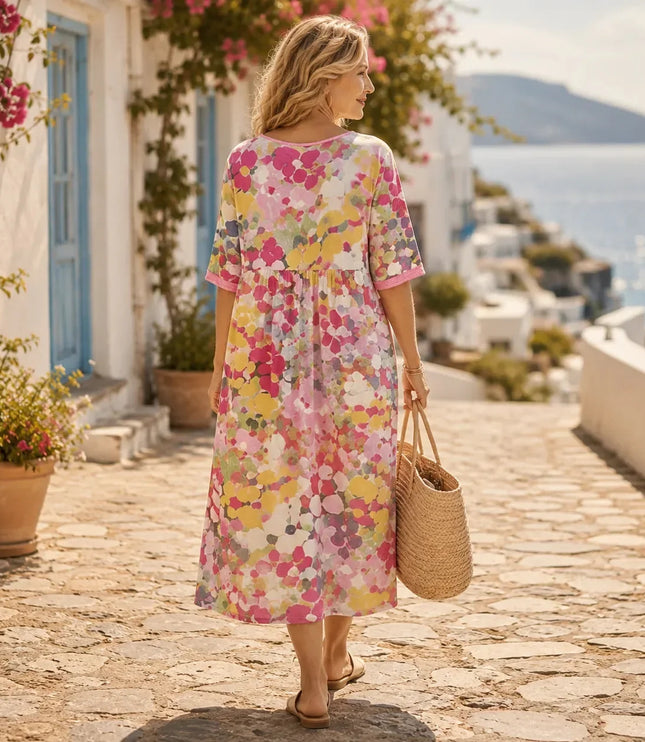 Women's Floral Print Relaxed Summer Midi Dress