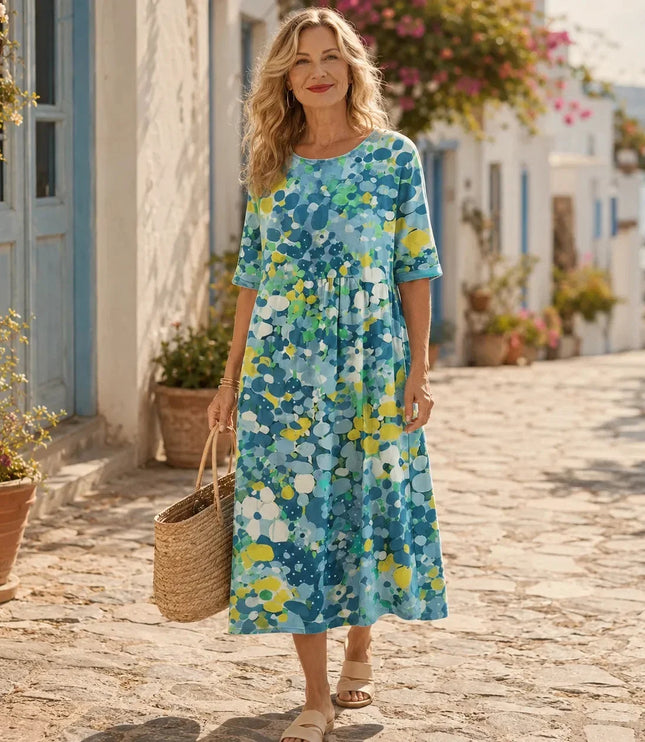 Women's Floral Print Relaxed Summer Midi Dress