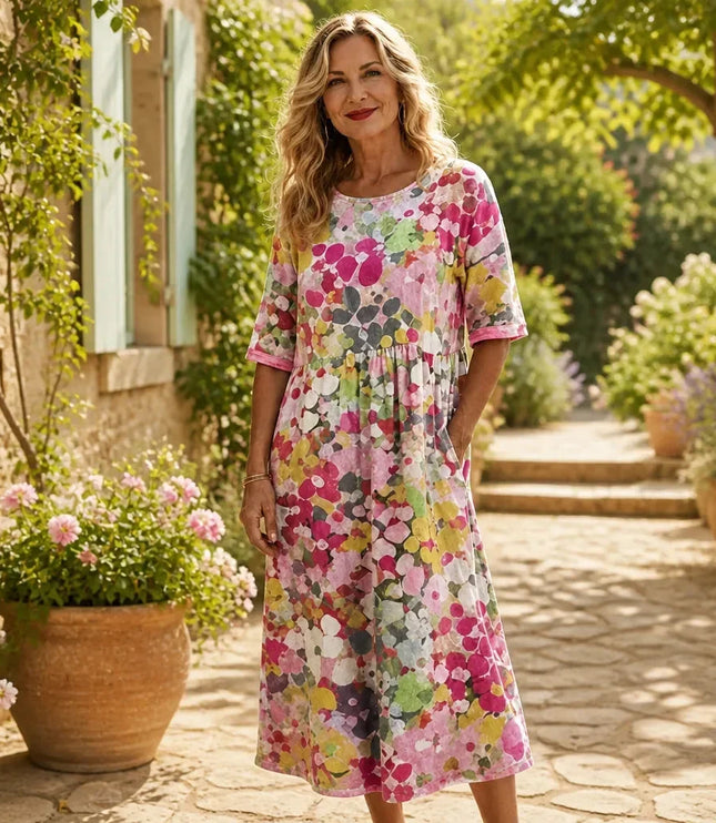 Women's Floral Print Relaxed Summer Midi Dress
