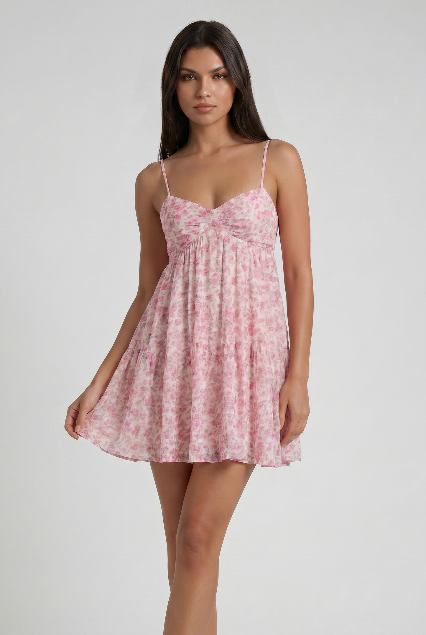 Women's Floral Short Sleeve Wedding Guest Mini Dress