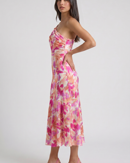 Women's Floral Spaghetti Strap Wedding Guest Maxi Dress