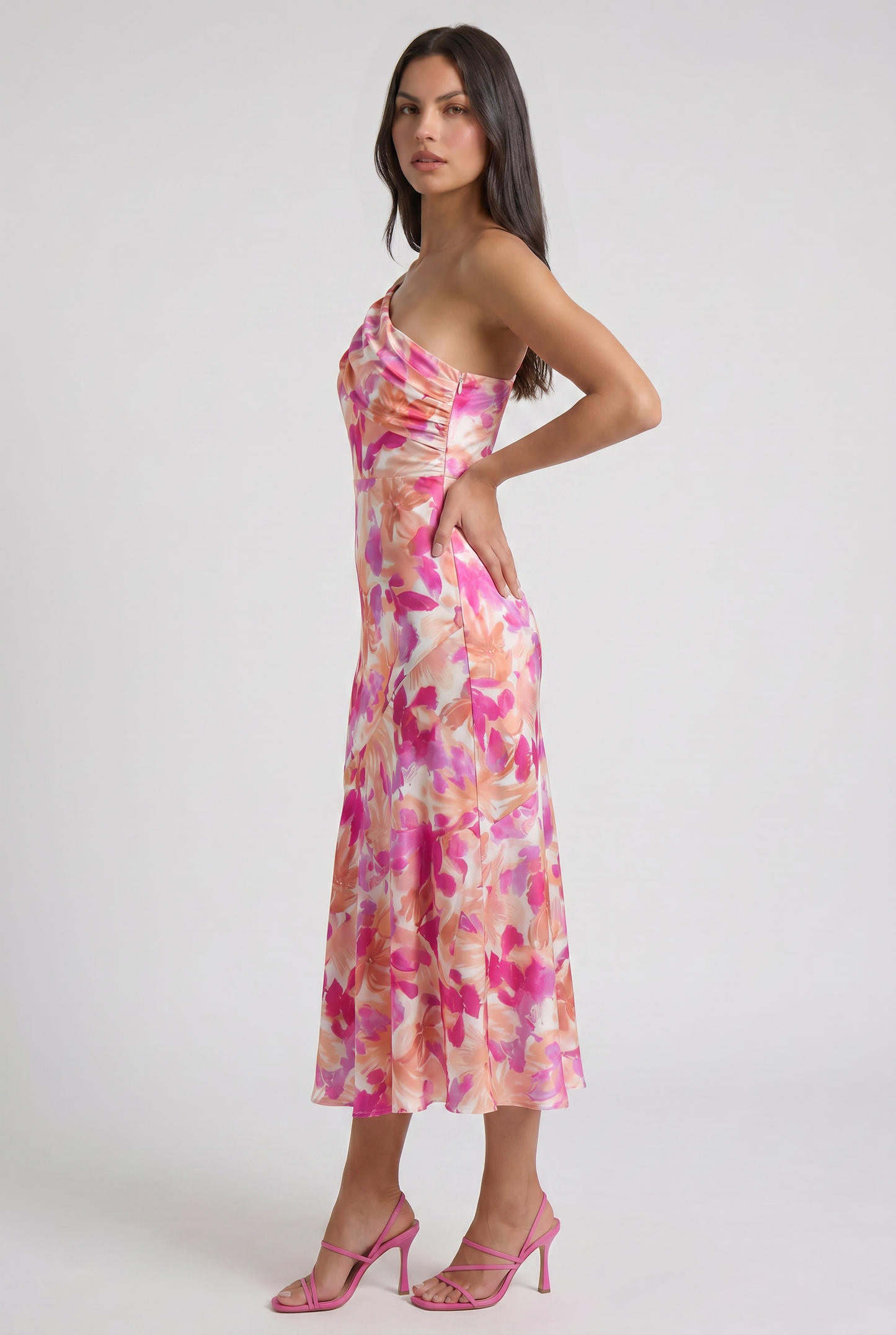 Women's Floral Spaghetti Strap Wedding Guest Maxi Dress