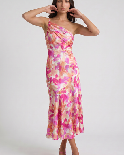 Women's Floral Spaghetti Strap Wedding Guest Maxi Dress