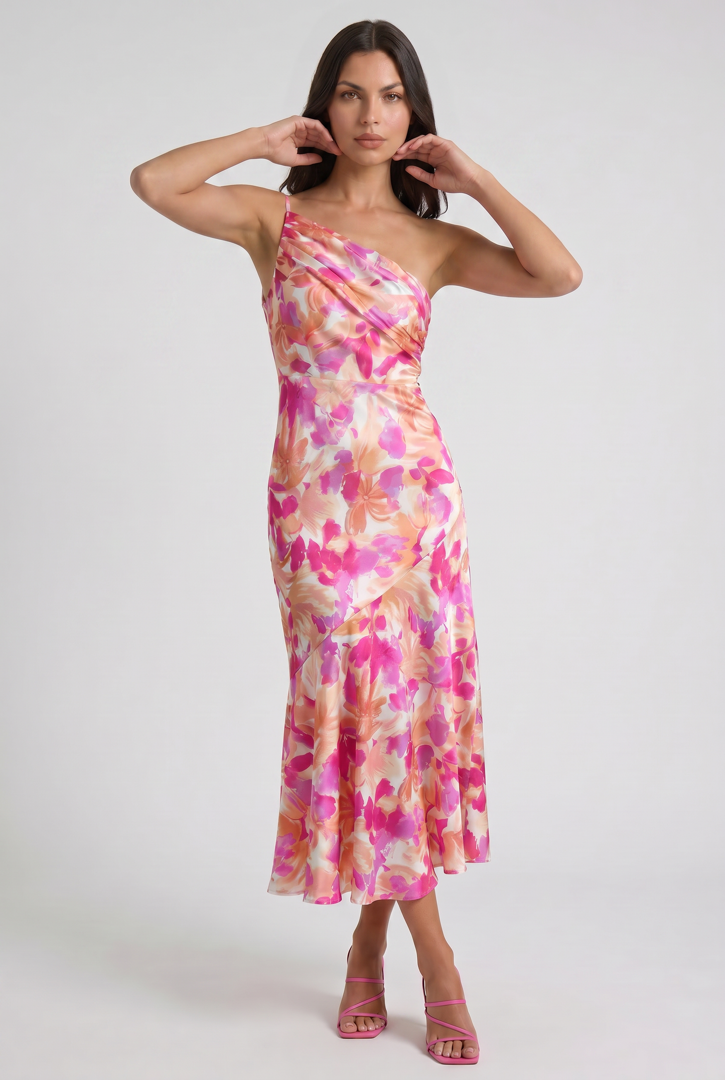Women's Floral Spaghetti Strap Wedding Guest Maxi Dress