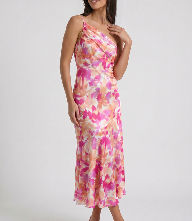 Women's Floral Spaghetti Strap Wedding Guest Maxi Dress