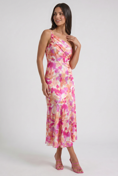 Women's Floral Spaghetti Strap Wedding Guest Maxi Dress