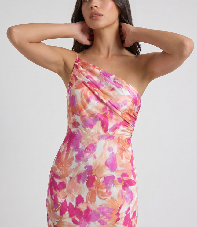 Women's Floral Spaghetti Strap Wedding Guest Maxi Dress