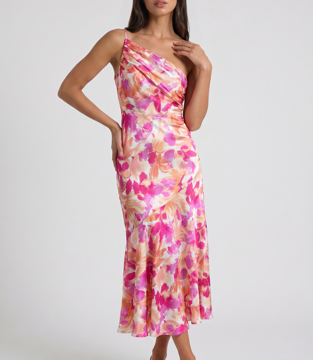 Women's Floral Spaghetti Strap Wedding Guest Maxi Dress
