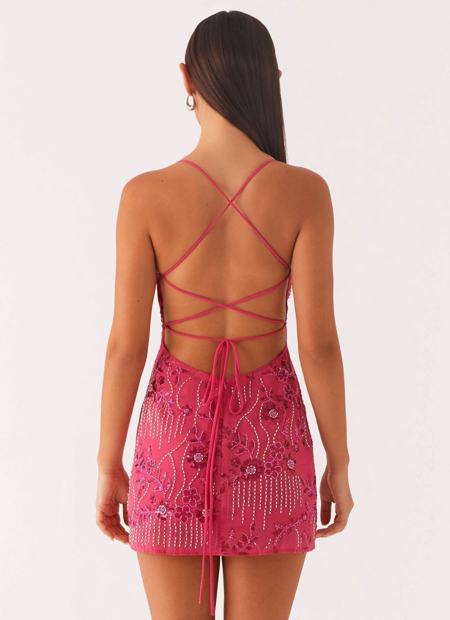 Women's Floral Spaghetti Strap Wedding Guest Mini Dress