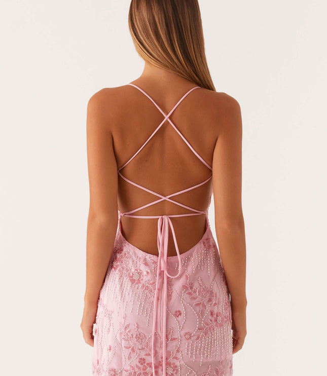 Women's Floral Spaghetti Strap Wedding Guest Mini Dress