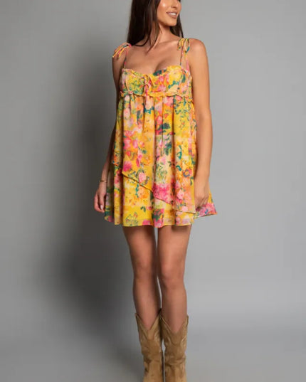 Women Floral Tie Shoulder Mini Dress - product image 2