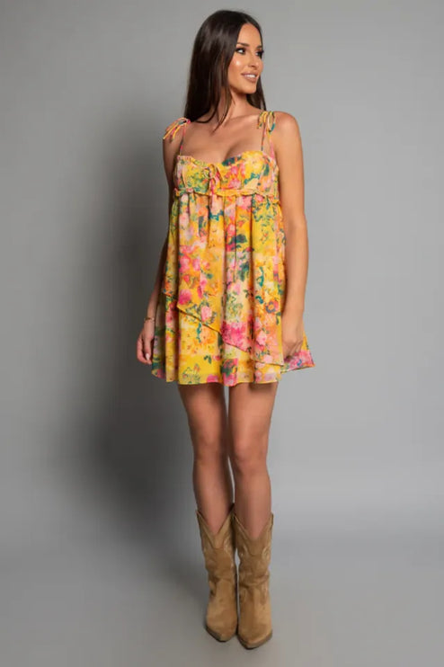 Women Floral Tie Shoulder Mini Dress - product image 2