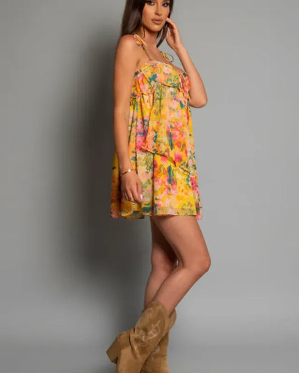Women Floral Tie Shoulder Mini Dress - product image 3