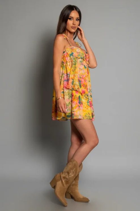 Women Floral Tie Shoulder Mini Dress - product image 3