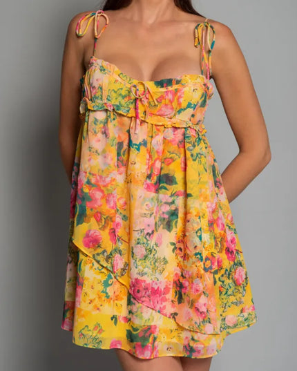 Women Floral Tie Shoulder Mini Dress - product image 4