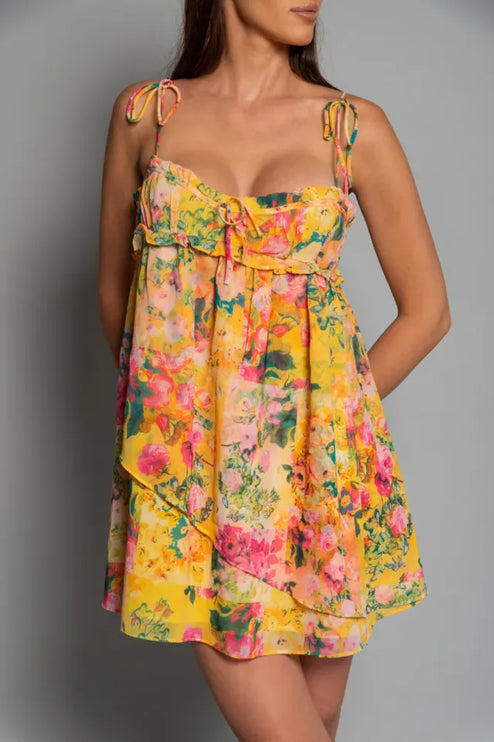 Women Floral Tie Shoulder Mini Dress - product image 4