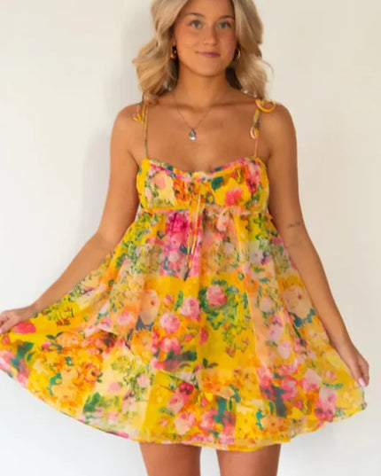 Women Floral Tie Shoulder Mini Dress - product image 5