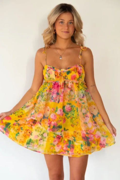 Women Floral Tie Shoulder Mini Dress - product image 5