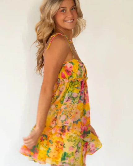 Women Floral Tie Shoulder Mini Dress - product image 6