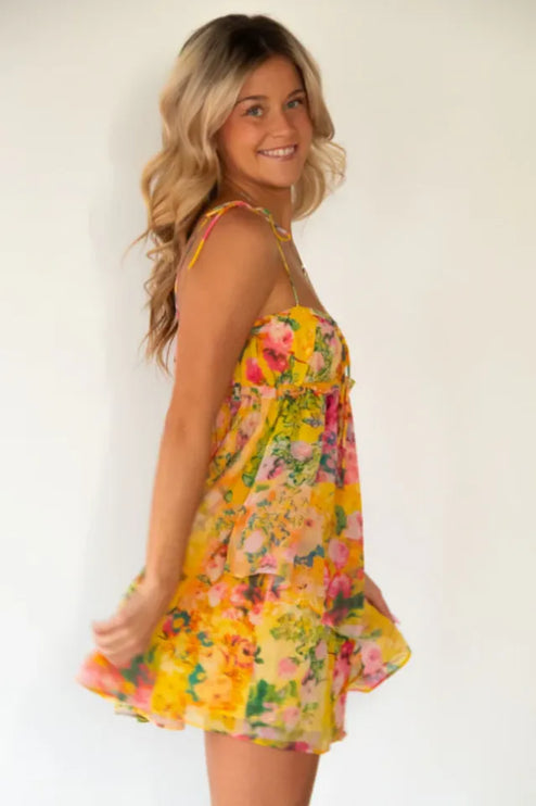 Women Floral Tie Shoulder Mini Dress - product image 6