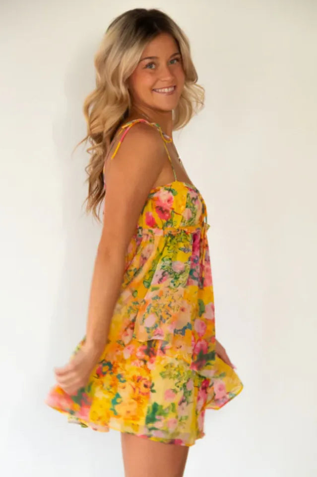 Women Floral Tie Shoulder Mini Dress - product image 6
