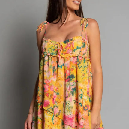 Women Floral Tie Shoulder Mini Dress - product image 1