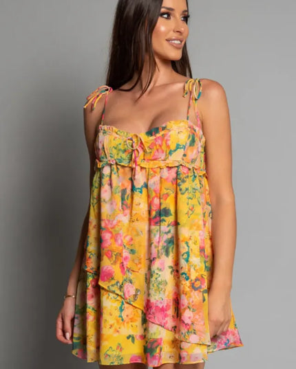 Women Floral Tie Shoulder Mini Dress - product image 1